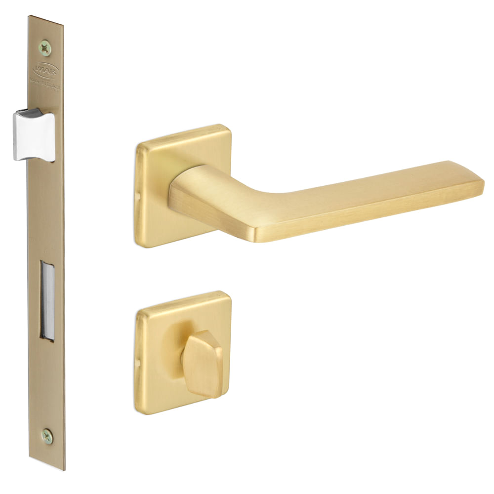 Conjunto de Fechadura Polara Dourado Escovado Banheiro Imab 58620_0